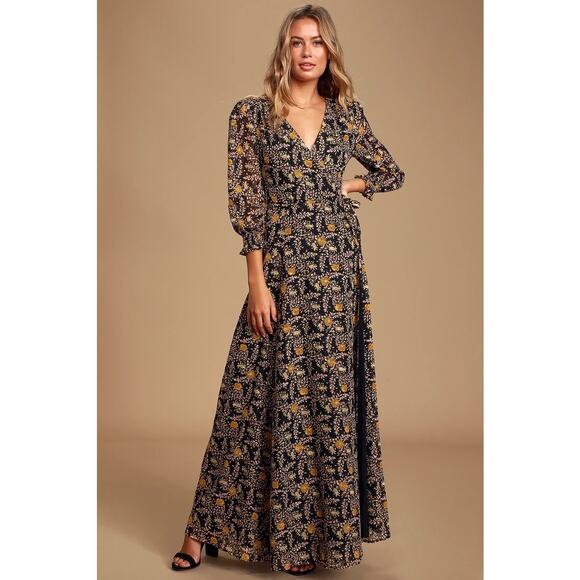 Lulus Floral Wrap Maxi Dress - Picture 3 of 9